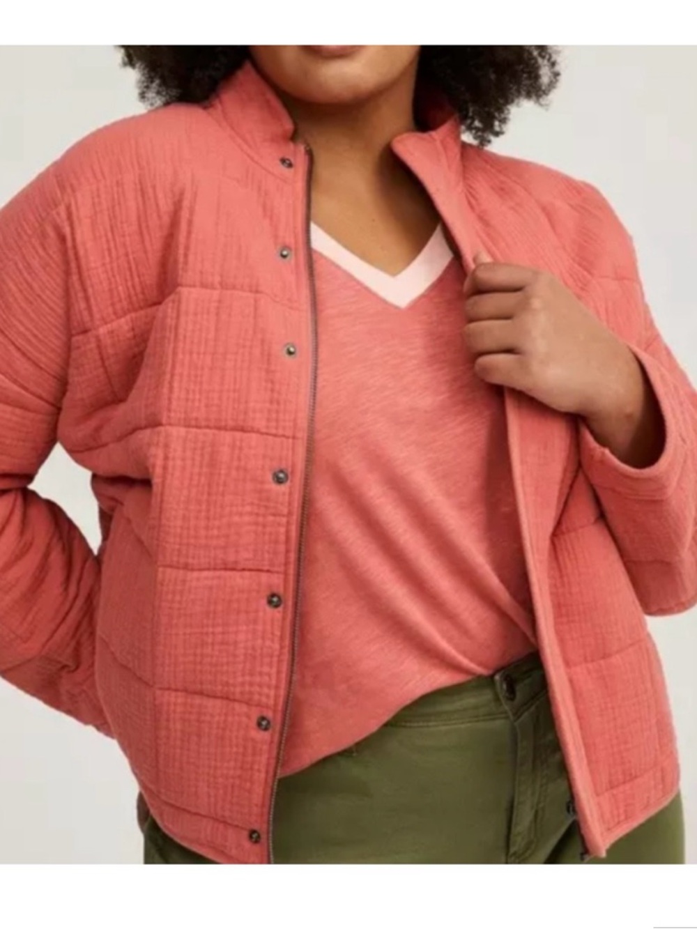 Torrid Faded-Rose Drop Shoulder Quilted Jacket NWT Size 1